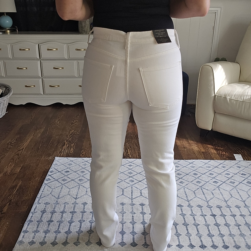 Banana Republic High-Rise Slim Jeans — NWT Pure White Tall 28/6 - Picture 3 of 8